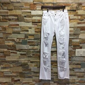 ALICE+OLIVIA White Ripped Jeans